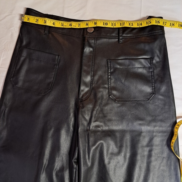 Zara Faux Leather Marine Wide Leg Black Pants - Picture 7 of 11